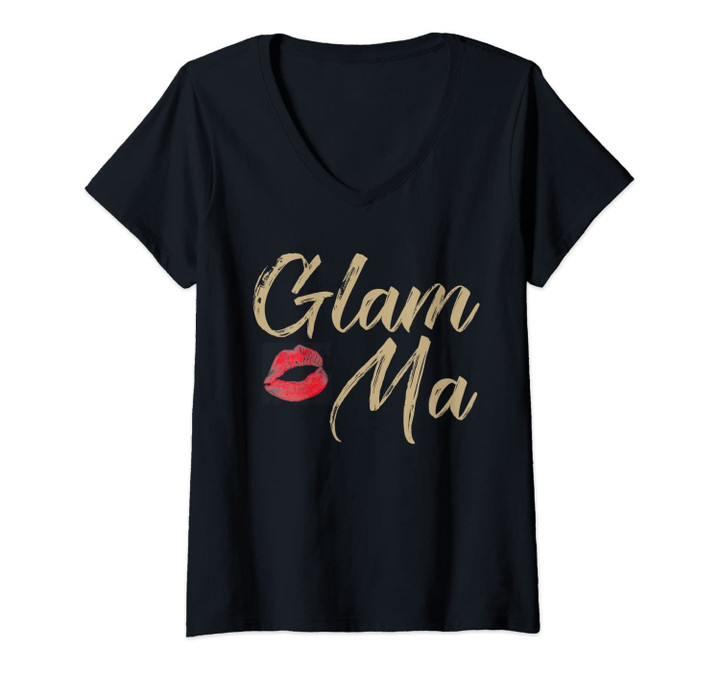 Womens Glam Ma Shirt - Funny Gift For Grandma Grandmothers V-Neck T-Shirt