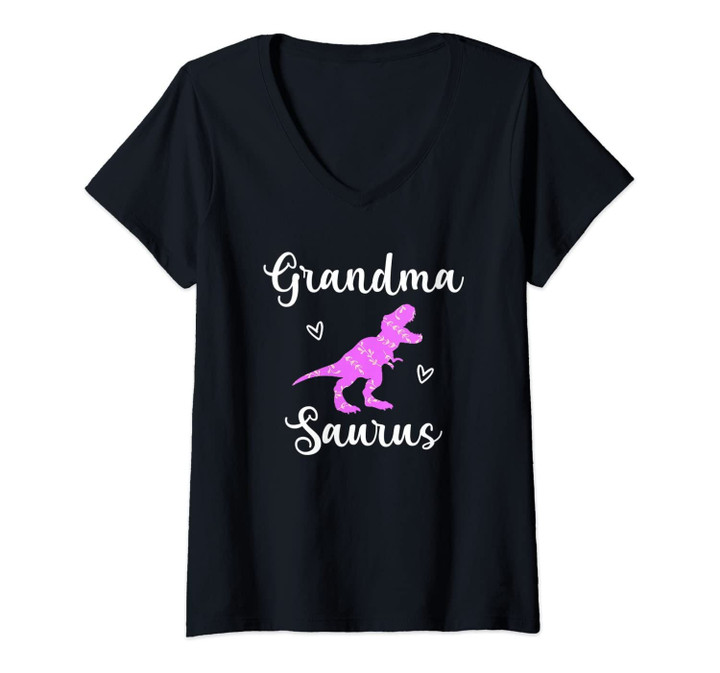 Womens Grandma Saurus Rex Grandmasaurus Grandma Dinosaur Gift V-Neck T-Shirt