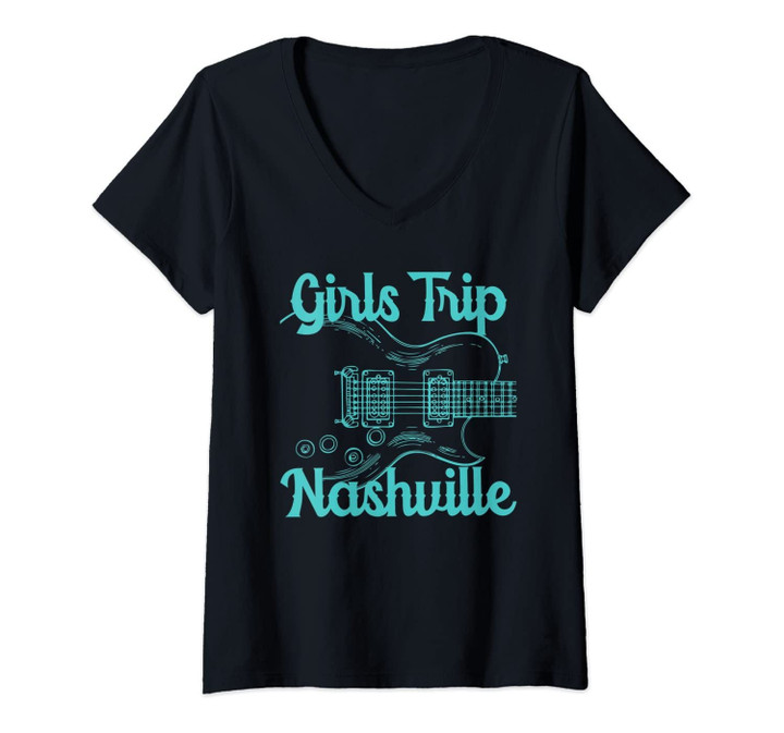 Womens Girls Trip Nashville Country Music Bachelorette Party V-Neck T-Shirt