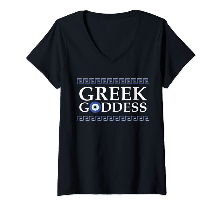 Womens Greek Goddess Evil Eye Mati Greek Pride Gift V-Neck T-Shirt