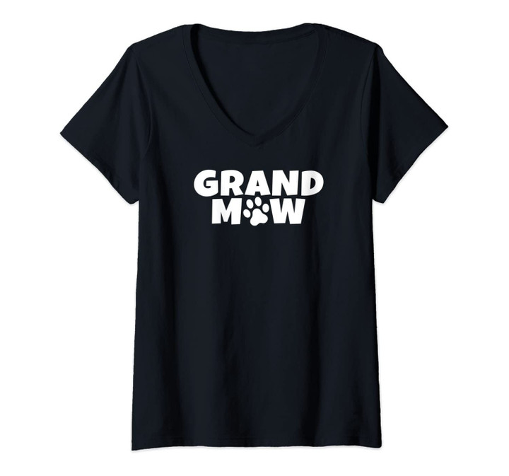 Womens Grand Maw Grandmaw Pawma Dog Grandma Puppy Paws Lovers Gifts V-Neck T-Shirt