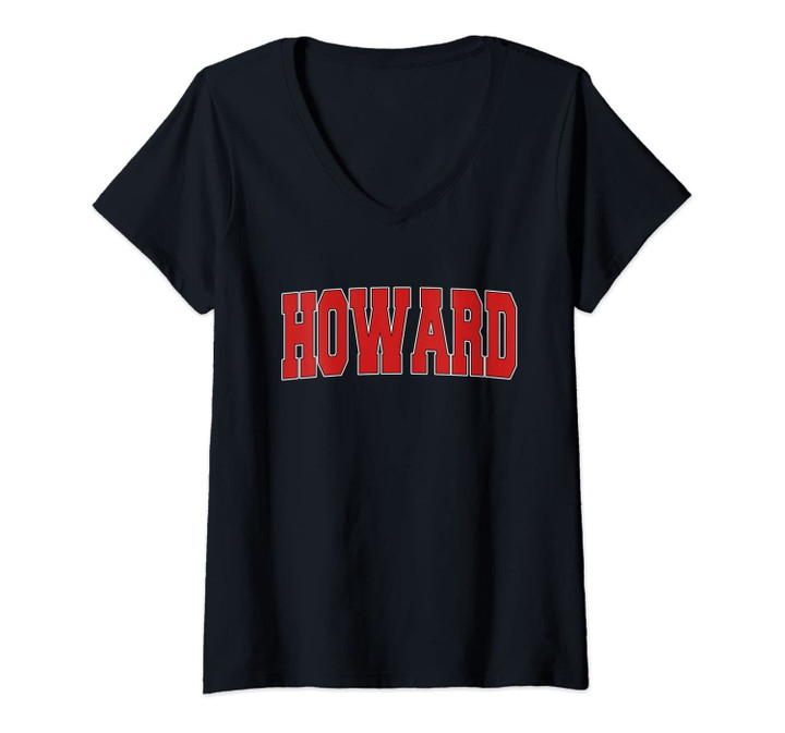 Womens Howard Wi Wisconsin Varsity Style Usa Vintage Sports V-Neck T-Shirt
