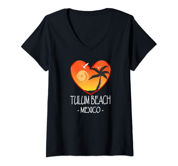 Womens Tulum Beach, Mexico Caribbean Sea Destination Souvenir V-Neck T-Shirt