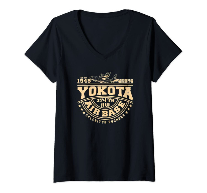 Womens Yokota Air Base Tokyo Japan V-Neck T-Shirt