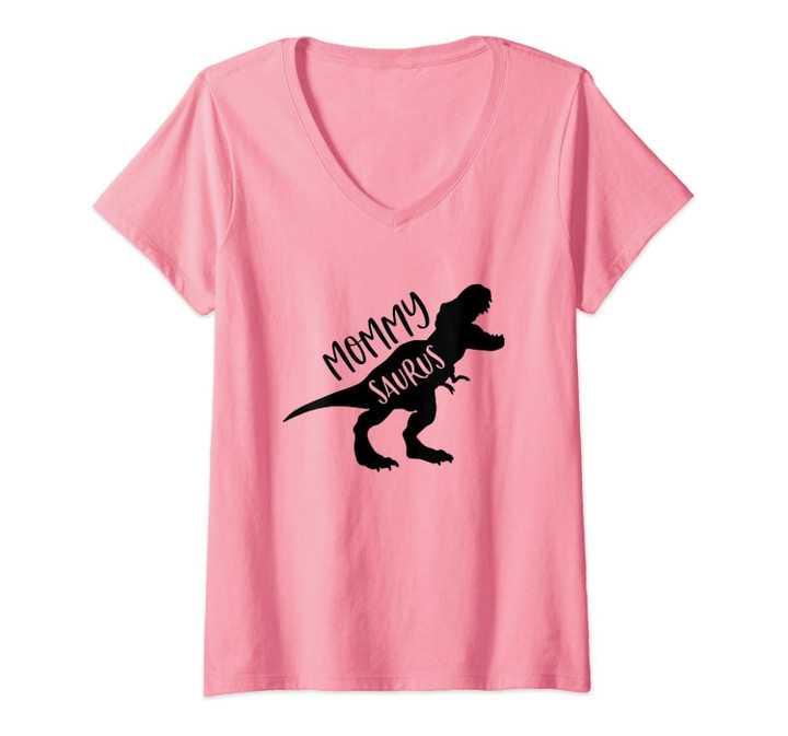 Womens Womens Mommy Saurus Mommysaurus Dinosaur Family Mom Gift V-Neck T-Shirt