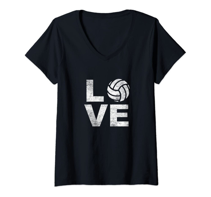 Womens I Love Volleyball Shirt - Volleyball Shirt V-Neck T-Shirt
