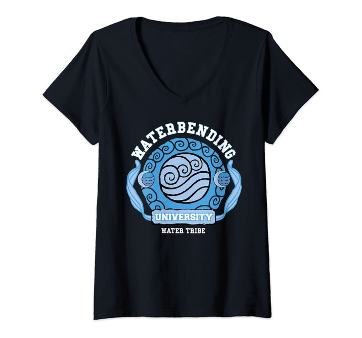 Womens Water Bending University Logo Water Nation V-Neck T-Shirt