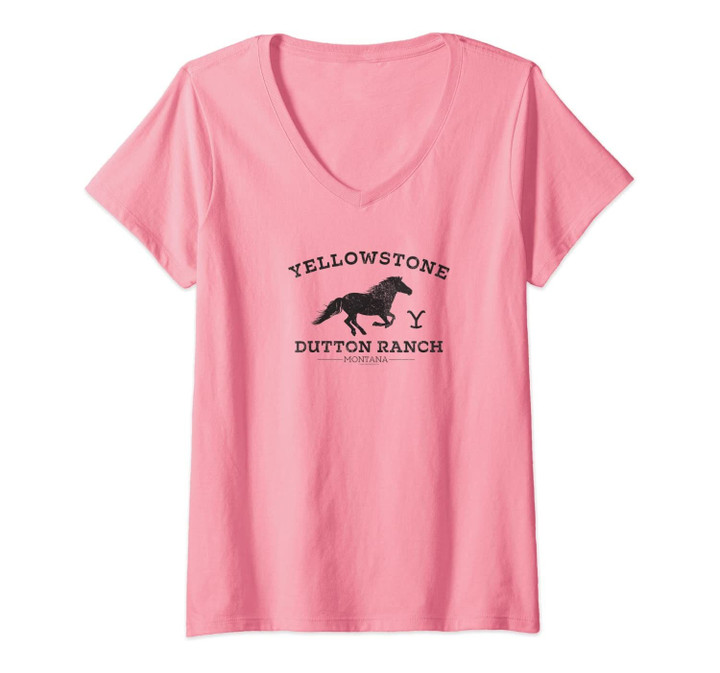 Womens Yellowstone Dutton Ranch Stone Wild Spirit V-Neck T-Shirt