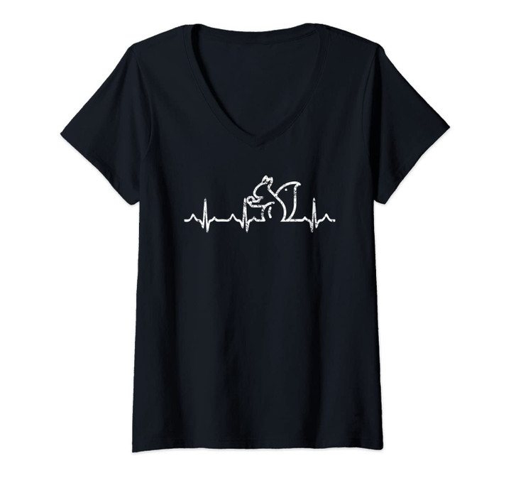 Womens Squirrel Heartbeat Shirt For Squirrel Lovers Funny V-Neck T-Shirt