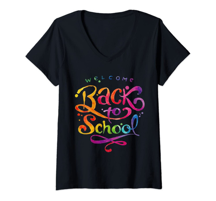Womens Welcome Back To School Happy First Day Of School Shirts V-Neck T-Shirt