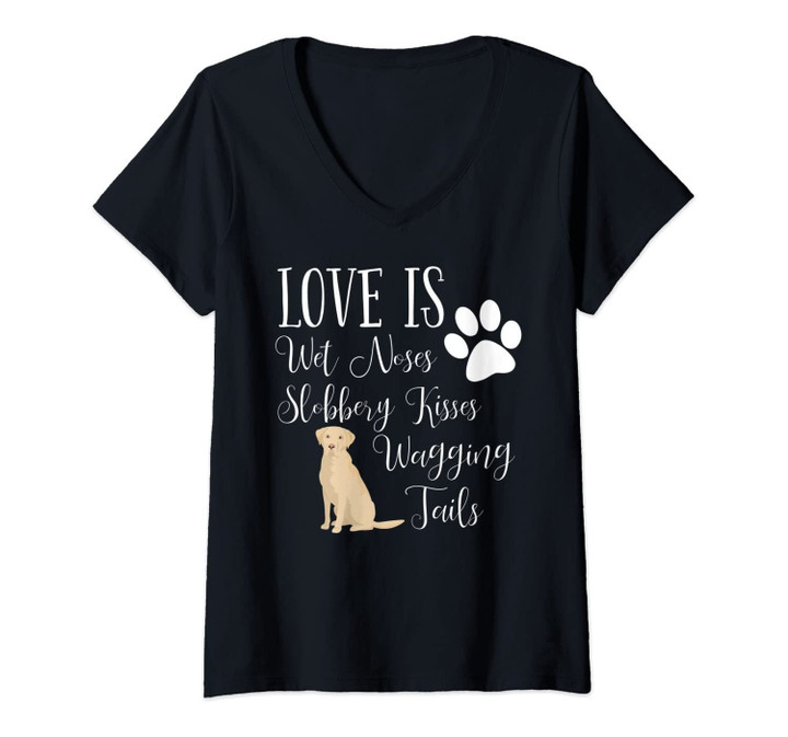 Womens Yellow Labrador Retriever Dog Gift Love Lab Dogs V-Neck T-Shirt
