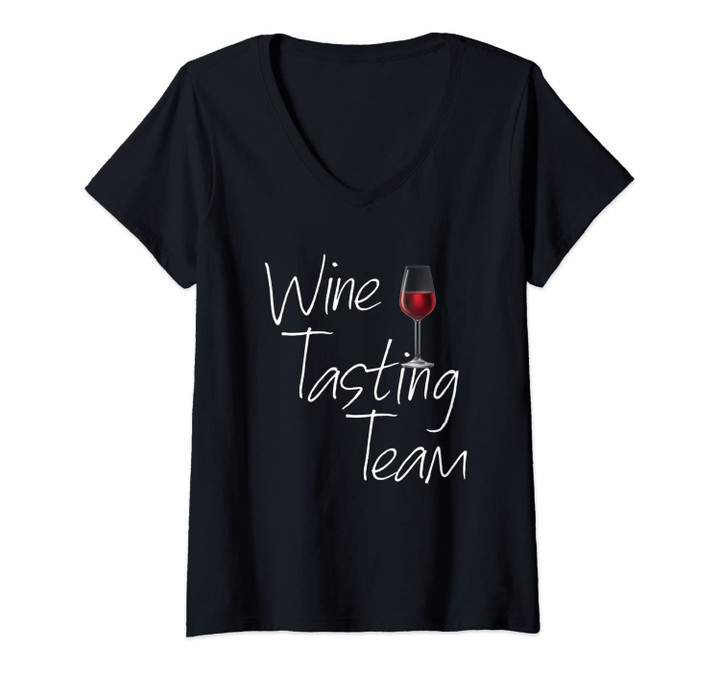 Womens Wine Tasting Team Girls Drinking V-Neck T-Shirt