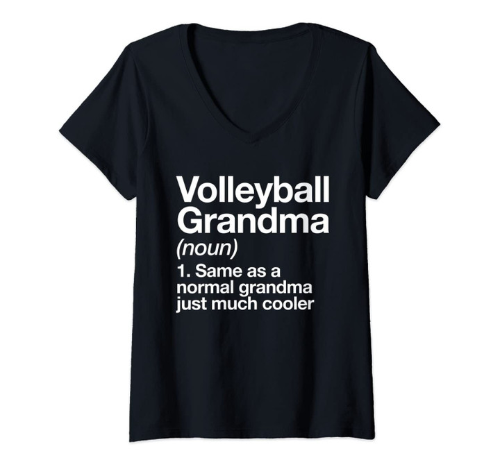 Womens Volleyball Grandma Definition Funny Sports V-Neck T-Shirt
