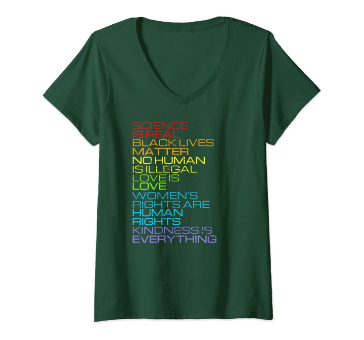 Womens Science Is Real Black Lives Matter Kindness Is Everything V-Neck T-Shirt
