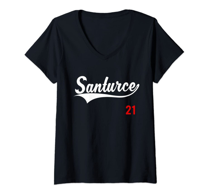 Womens Santurce 21 Swoosh V-Neck T-Shirt
