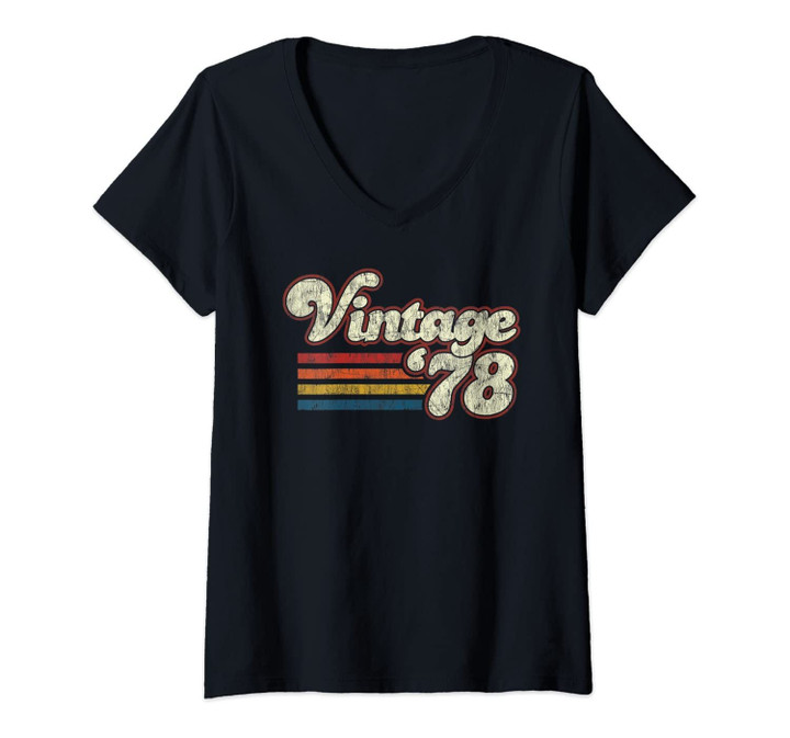 Womens Vintage 1978 43rd Birthday V-Neck T-Shirt