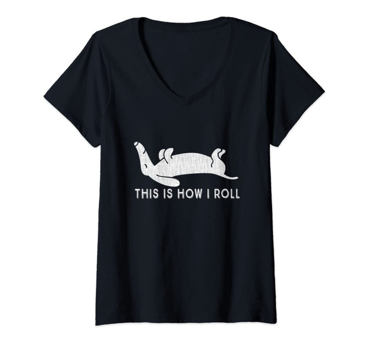 Womens Vintage Dachshund Funny Weiner Dog V-Neck T-Shirt