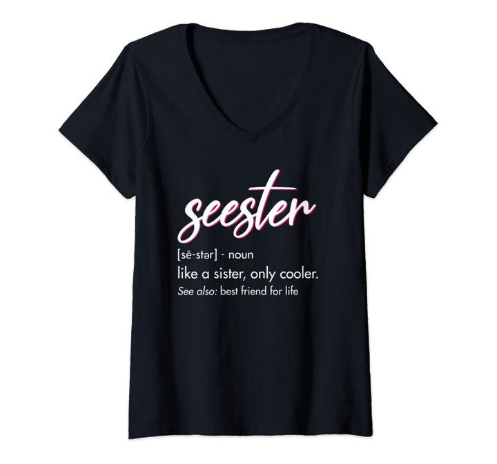 Womens Sister Gift Apparel: Seester Definition V-Neck T-Shirt