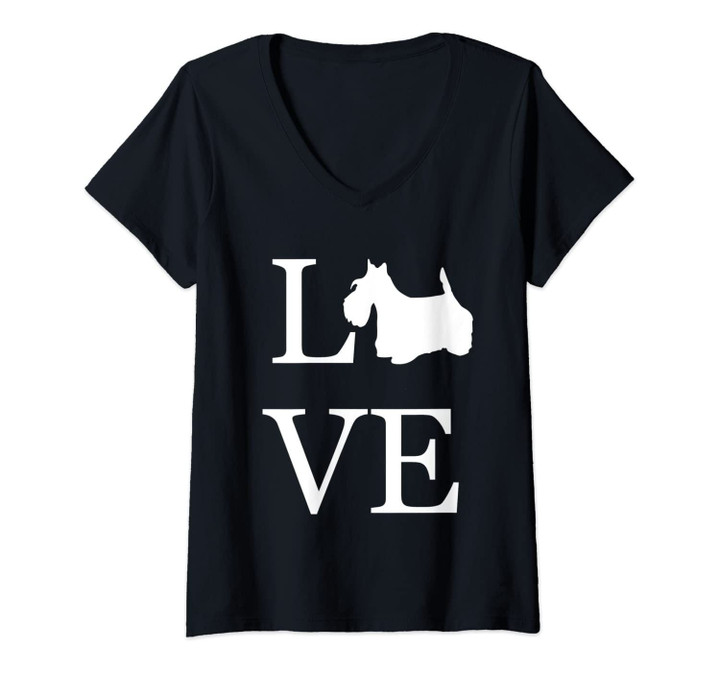 Womens I Love Scottish Terrier Scottie Dog Lover Gift Pet Owner Mom V-Neck T-Shirt