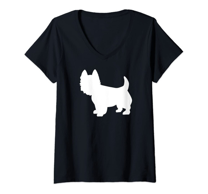 Womens Westie Dog V-Neck T-Shirt