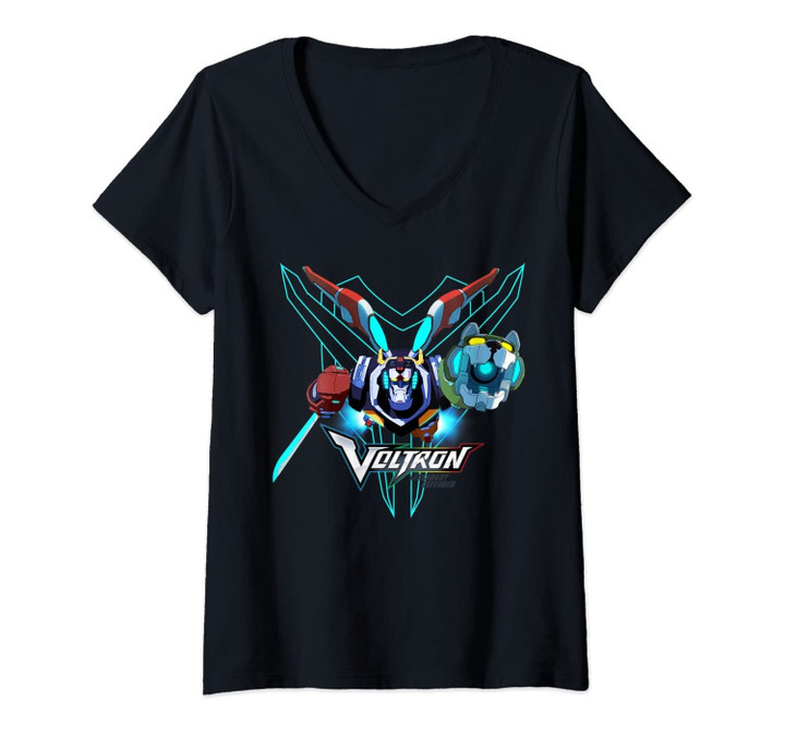 Womens Voltron: Legendary Defender Voltron And Moon V-Neck T-Shirt