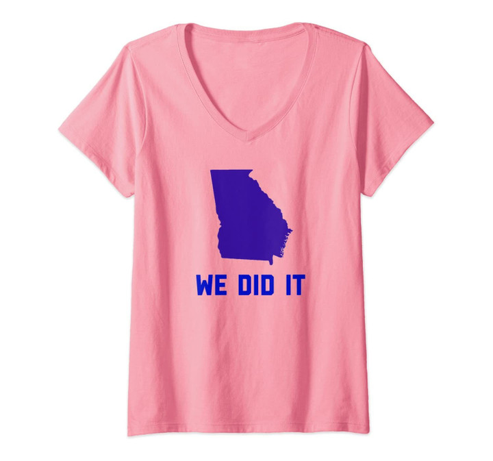 Womens We Did It, We Turned Georgia To Blue Design V-Neck T-Shirt