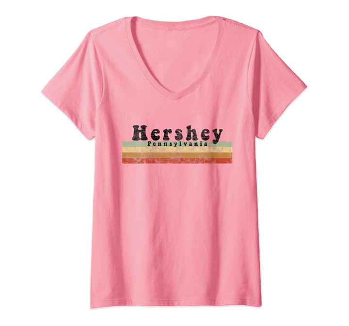 Womens Vintage 1980s Style Hershey, Pa V-Neck T-Shirt