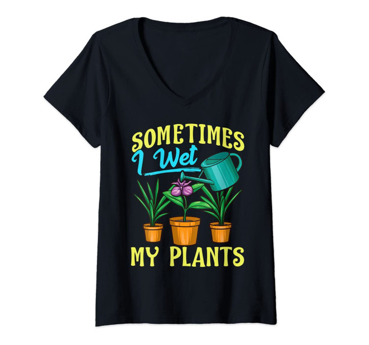 Womens Sometimes I Wet My Plants V-Neck T-Shirt