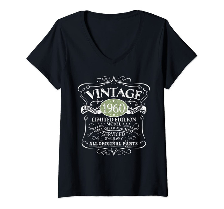 Womens Vintage 1960 60th Birthday All Original Parts Gift V-Neck T-Shirt