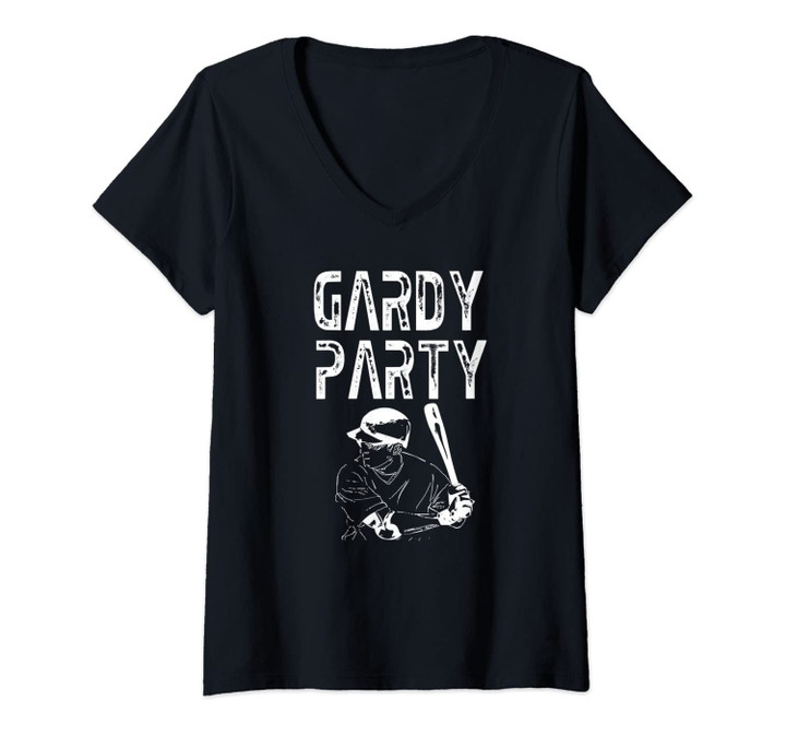 Womens Vintage Gardy Party Baseball Fans Lover Gift V-Neck T-Shirt
