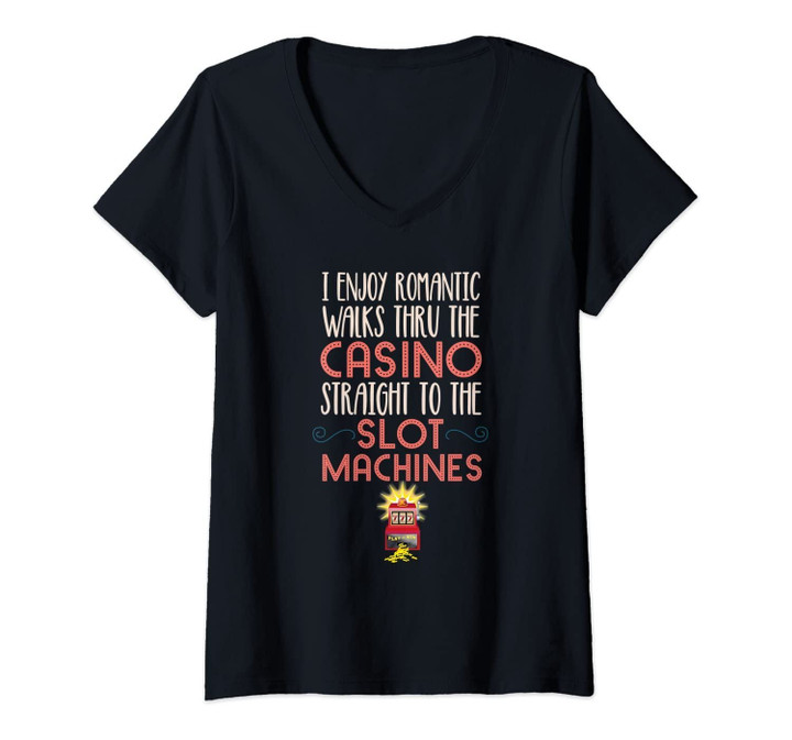 Womens Slot Machine Shirt Womens Funny Vegas Casino Christmas Gifts V-Neck T-Shirt