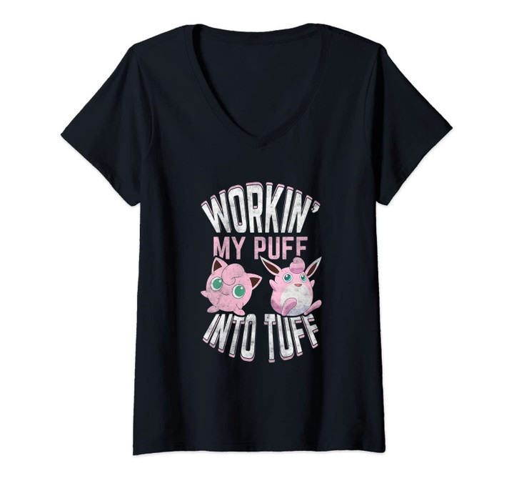 Womens Working' My Puff Into Tuff V-Neck T-Shirt