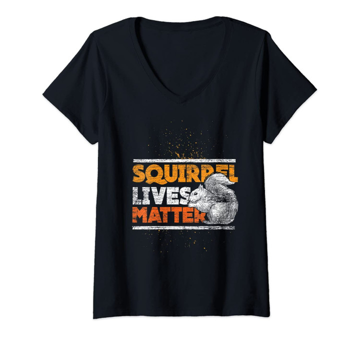 Womens Squirrel Lives Matter - Vintage Animal Gifts Squirrel V-Neck T-Shirt
