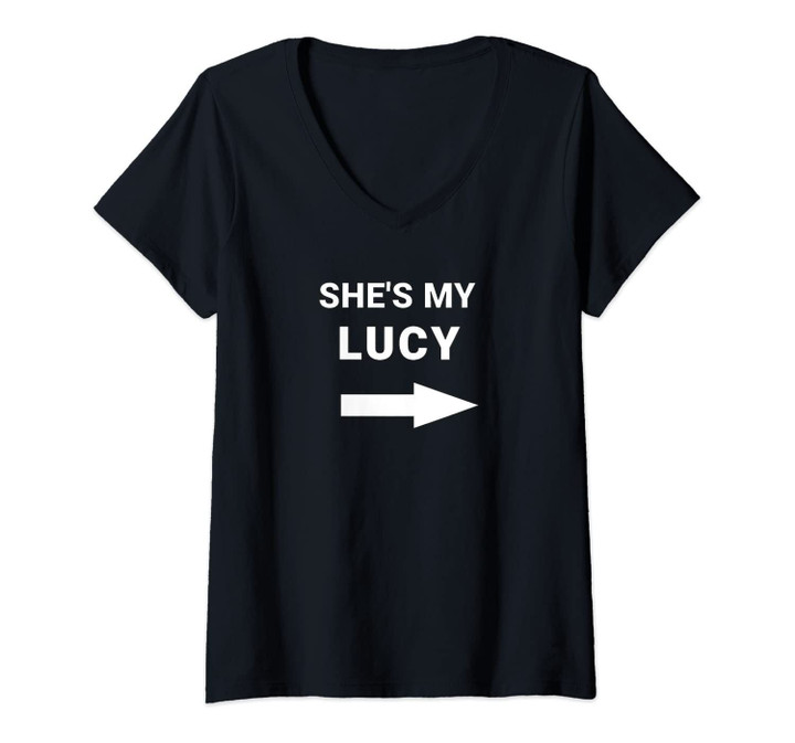 Womens She's My Lucy Shirt Matching Best Friends Arrow V-Neck T-Shirt