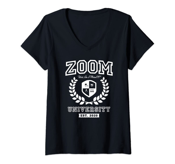 Womens Zoom University Distance Learning Funny V-Neck T-Shirt
