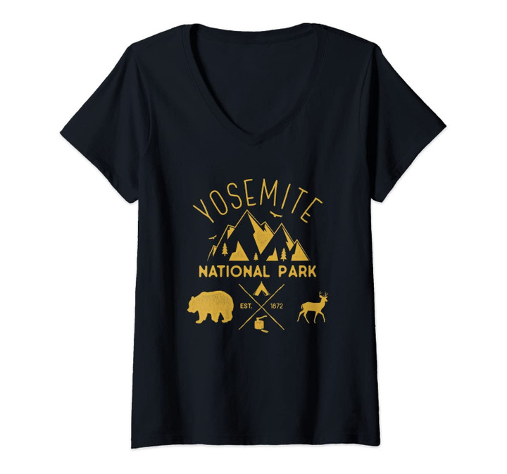 Womens Yosemite National Park California Hiking Souvenir Gift V-Neck T-Shirt