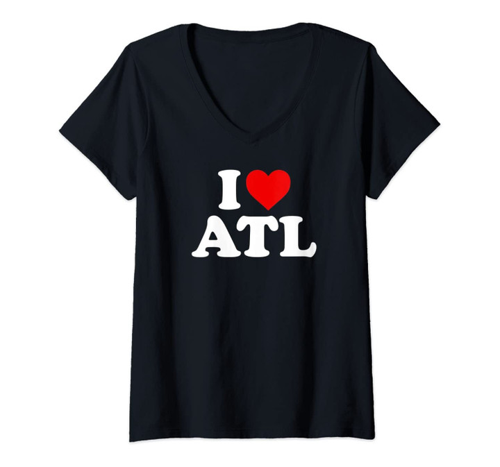 Womens I Love Atlanta Atl - Heart V-Neck T-Shirt