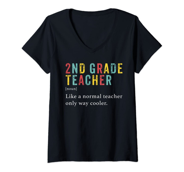 Womens Second Grade Teacher Shirt 2nd Vintage Definition Team V-Neck T-Shirt