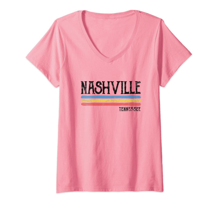 Womens Vintage Nashville Tennessee Tn Gift Souvenir V-Neck T-Shirt