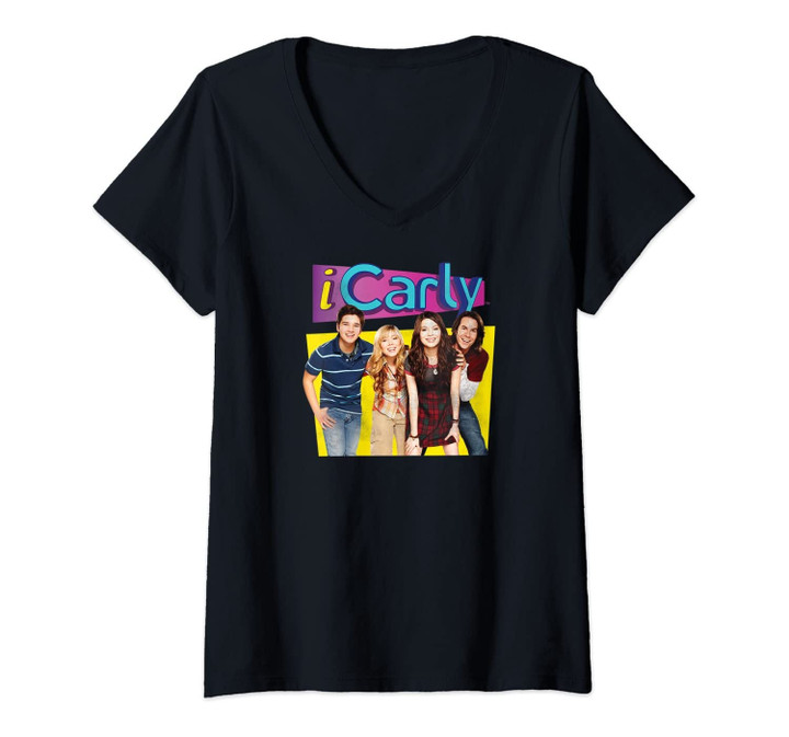 Womens I Carly With All Characters V-Neck T-Shirt