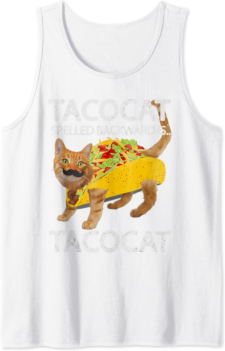 Tacocat Spelled Backward Is Tacocat | Love Cat And Taco Tank Top