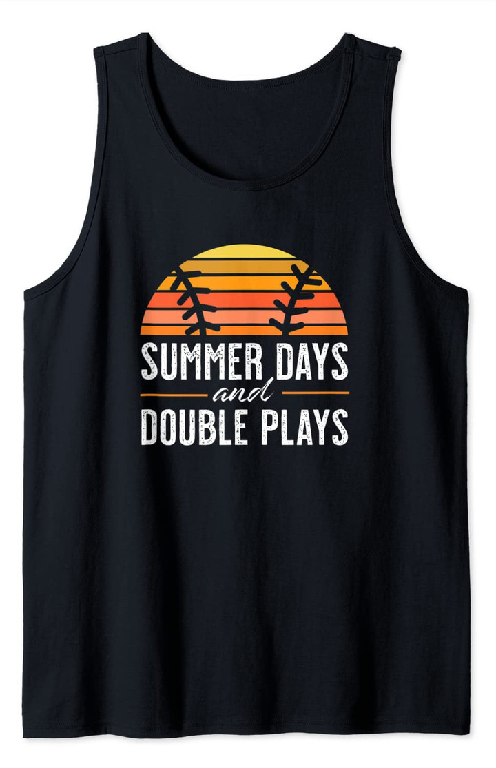 Sunny Days and Double Plays Baseball Fan Retro Design Tank Top