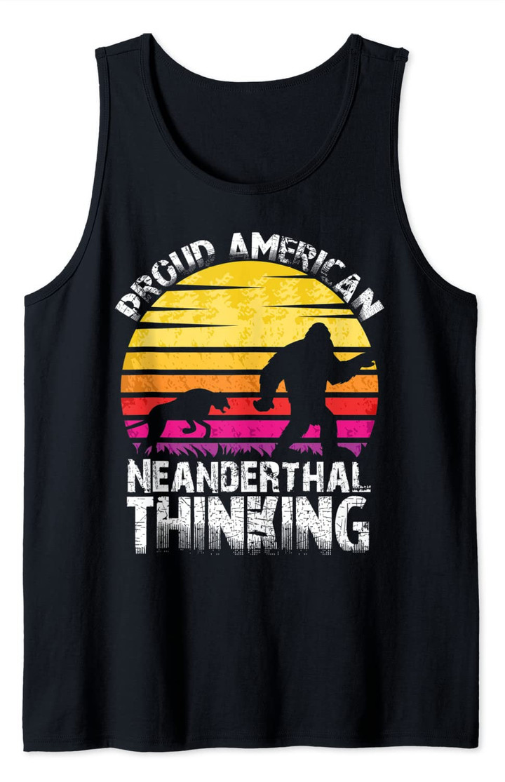 Proud American Neanderthal Thinking Bigfoot Texas Vintage Tank Top