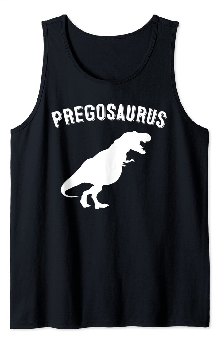 Funny Pregosaurus Gift | Cute Pregnant Dinosaur Women Couple Tank Top
