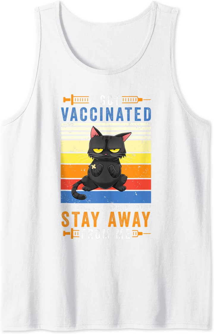 Retro Vaccinated Cat Lover Cute Vaccine Vax Shot Celebration Tank Top