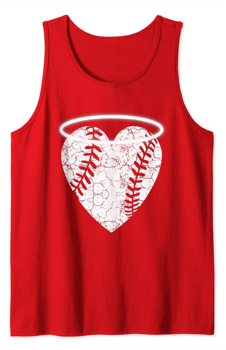 Vintage Angel Baseball Heart with Halo Tank Top