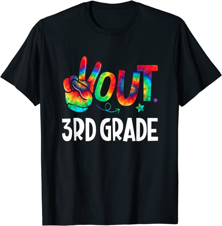 Peace Out 3rd Grade Last Day Of School 3rd Grad Tie Dye Kids T-Shirt