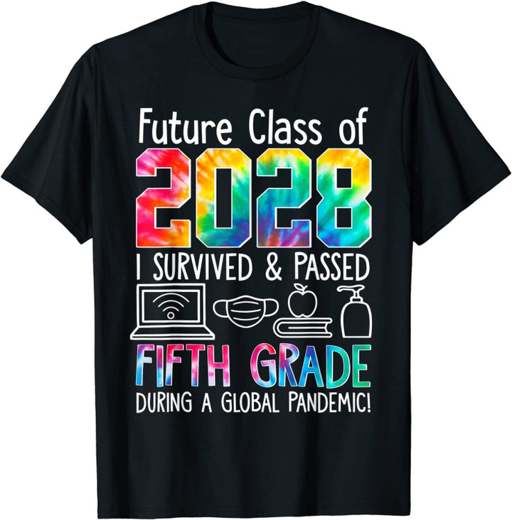 Vng5 Colourful Class Of 2028 Fifth Grade Back To School T-Shirt
