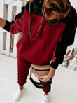 Color-Blocking Long Sleeve Trousers Two-Piece