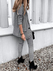 Houndstooth Print Slim-Fit Blazers Trousers Two-Piece Set